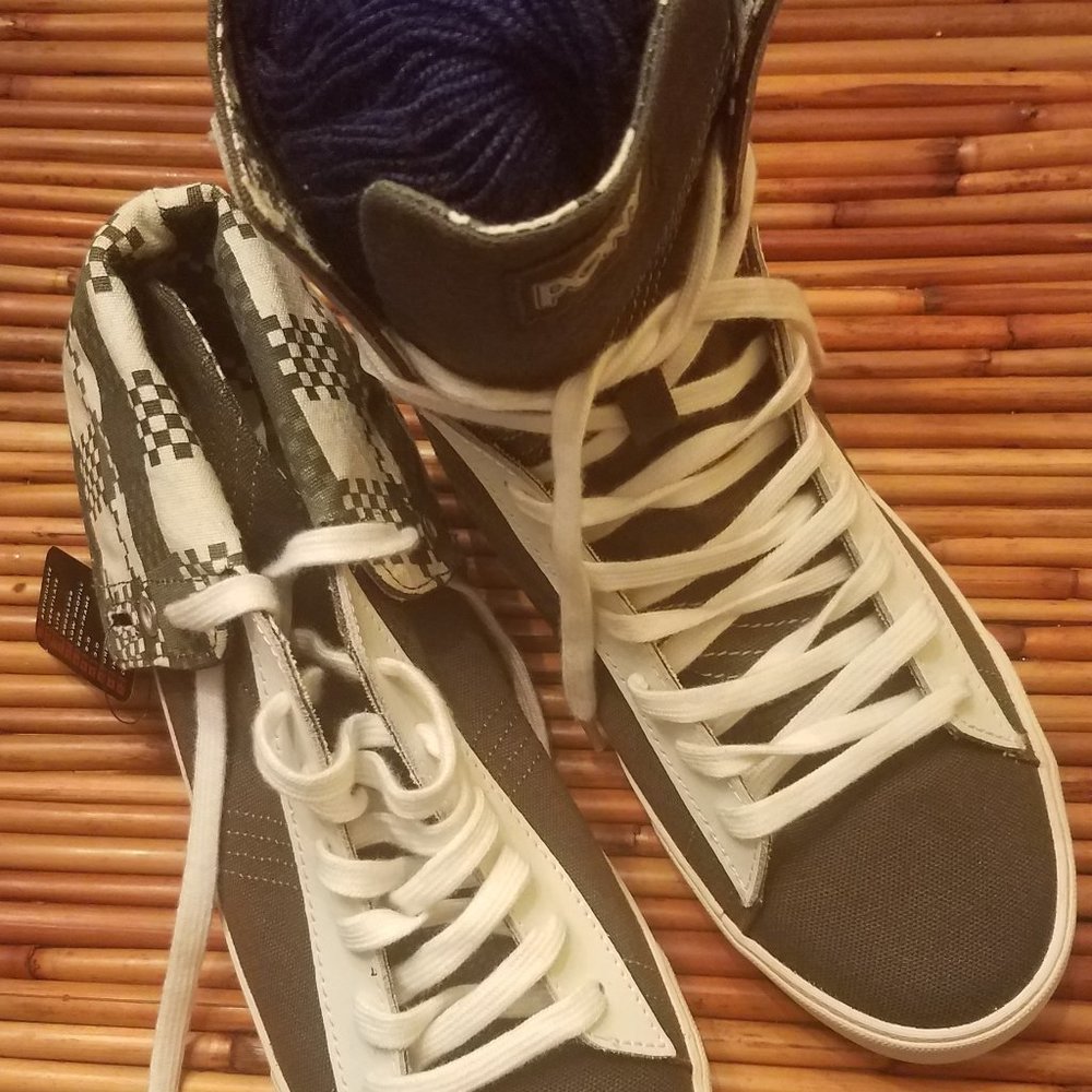 Pony Forest Green & White FTD Gleason High Top Fold Down Sneakers Sz 10 NEW